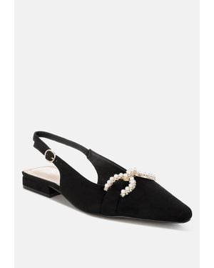 LONDON RAG Salova Pearl-studded Horsebit Flats - Black