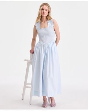 On 34th Cotton Smocked Cross-back Maxi Dress - Blue