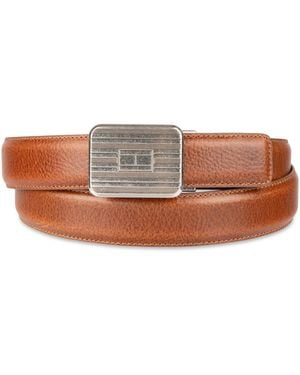 Tommy Hilfiger Engine Turned Plaque Buckle Belt - Brown