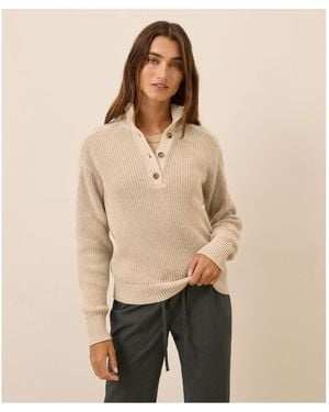 Pact Luxe Knit Henley Sweater - Natural