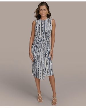 Donna Karan Printed Side-twist Dress - Blue