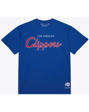 Mitchell & Ness La Clippers Wordmark T-shirt - Blue