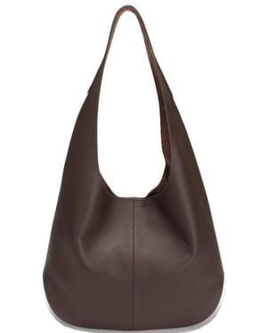 Susu Arc Leather Crescent Hobo Bag Soft Pebbled Shoulder Bag Casual Slouchy Handbag - Brown