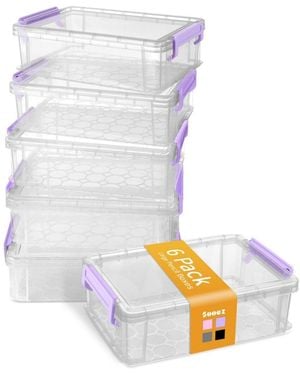 Gnuadz 6pack Pencil Box Plastic Case Crayon Marker Organizer Container Lid Stackable Storage Craft Pen Art School - White