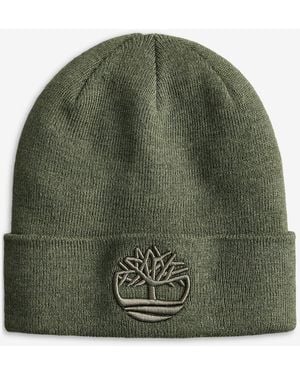 Timberland Tonal 3d Embroidered Beanie Hat - Green