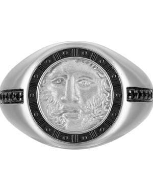 Bulova God Of Time Sterling Silver Black Diamond (1/10 Ct. T.w. - Gray