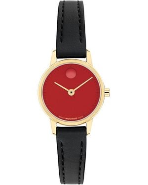 Movado Baby Face Swiss Quartz Leather Watch 22.50mm - Red