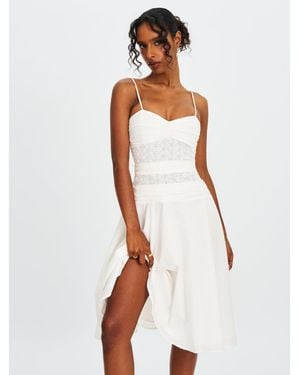 Miss Circle Maelis Eyelet Drop Waist Cotton Midi Dress - White