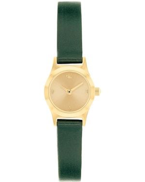 Calvin Klein Ck Contemporary Green Leather Strap Watch - Metallic