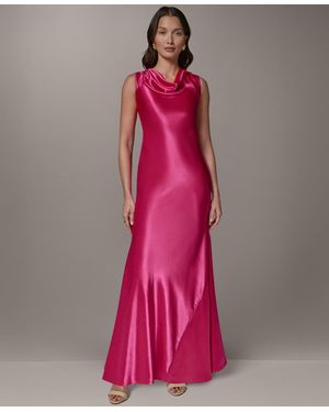 Donna Karan Petite Sleeveless Cowl Neck Ball Gown - Pink