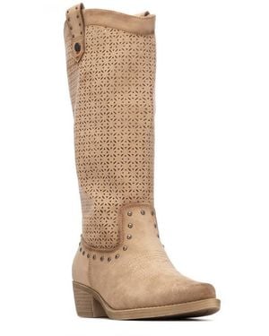 Xti Refresh Collection Block Heel Suede Boots - Natural