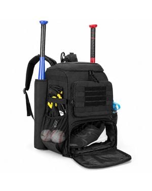 Peneyon Baseball Backpack With Bat Sleeves Shoe Compartment Large Capacity - Black