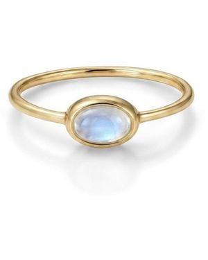 Adornia Fine 14k Plated Mini Sideways Moonstone Ring - White