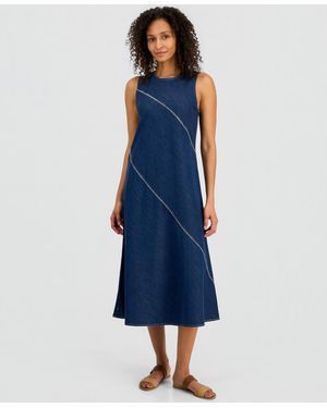 Nautica Asymmetrical Denim Midi Dress - Blue