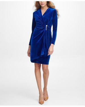 Calvin Klein Petite Long Sleeve Dress - Blue