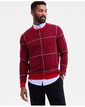 Club Room Glen Plaid Sweater - Red