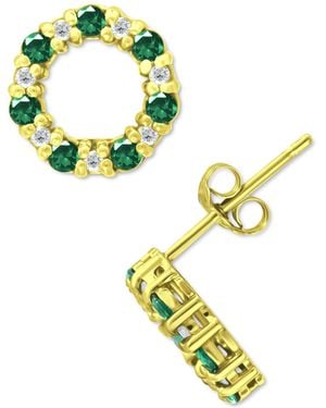 Giani Bernini Lab-grown & Cubic Zirconia Circle Stud Earrings - Green