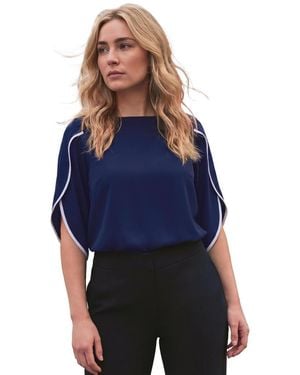 Avenue Plus Size Relaxed-fit Contrast Tulip Blouse - Blue