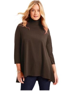 June + Vie June + Vie June + Vie One+only Mock-neck Tunic - Brown