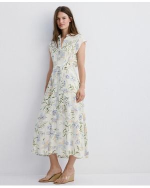 Mango Floral-print Shirt-style Dress - White