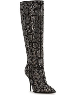 Jessica Simpson Lovienn Rhinestone Stiletto Knee-high Dress Boots - Black