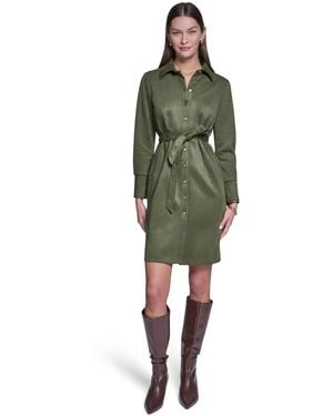 Halston Midi Shirt Dress - Green