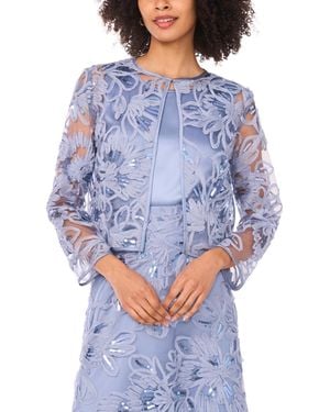 Msk Soutache Tank And Open Front Jacket Dress - Blue
