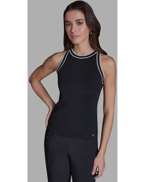 BCBGMAXAZRIA Crewneck Sleeveless Tank Top - Black