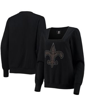 Cuce New Orleans Saints Winners Square Neck Pullover Sweatshirt - Black