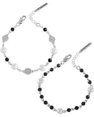 Tahari Tone Line Bracelet Duo Set - Metallic
