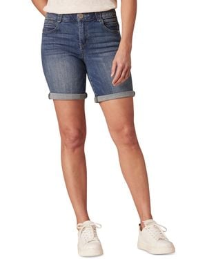 Democracy Petite Absolution Cuffed Denim Shorts - Blue