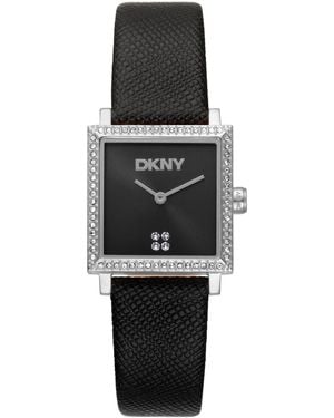 DKNY Milanese Quartz Leather Strap Watch 24x31mm - Black
