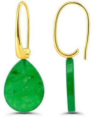 Macy's Genuine Howlite Chrysocolla Teardrop Shape Drop On Hardwire Fishhook Closure Earrings - Green