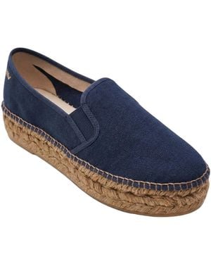 VISCATA Castell Canvas Espadrille Platforms - Blue