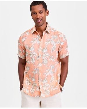 Club Room Hola Floral Linen Short Sleeve Shirt - Pink