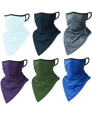 Piscifun 6 Pack Uv Protection Face Mask Neck Gaiter Breathable Outdoor Sports Bandana Scarf - Blue