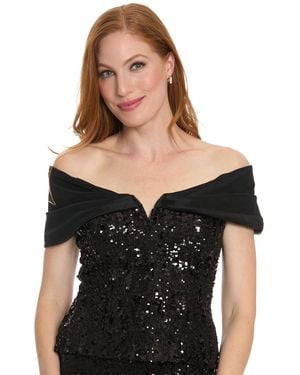 Muse Off The Shoulder Sequin Crop Top - Black