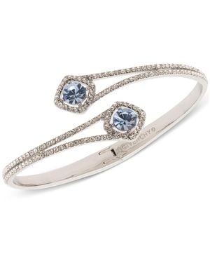 Givenchy Silver-tone Pave & Round Crystal Halo Bypass Bangle Bracelet - White