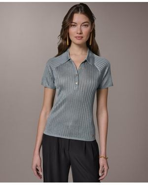 Donna Karan Short-sleeve Polo Sweater - Gray