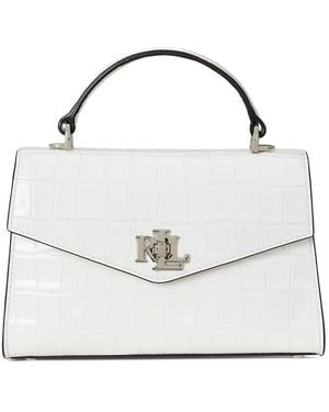 Ralph Lauren Crocodile-embossed Leather Small Farrah Satchel - White