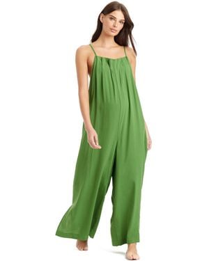 Sanctuary Costal Covers Pleated Beach Cover-up Overall - Green