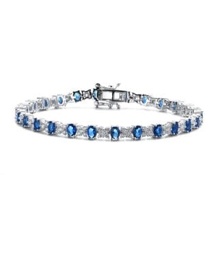 Genevive Jewelry Sterling Silver White Gold Plated - Blue