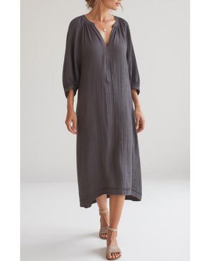 ocean + main Ocean+main Ocean+main Gauze Dress - Gray