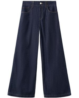 Mango Wide-leg Mid-rise Jeans - Blue