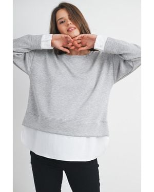 Hello Miss Maternity Casual Long Sleeve Layered Sweatshirt - Gray