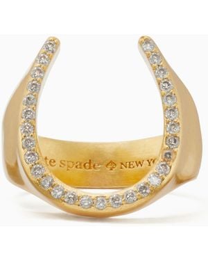 Kate Spade Cubic Zirconia Saddle Up Pave Horseshoe Ring - Metallic