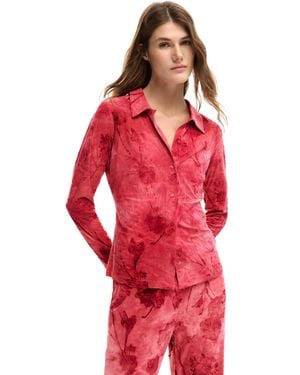 Desigual Flocked Shirt, Polyester - Red