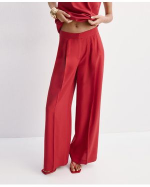 Mango Straight Lyocell Pants - Red