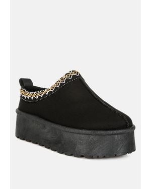LONDON RAG Jesters Embroidered Platform Classic Slip-on - Black