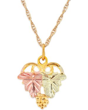 Black Hills Gold Grape And Leaf Pendant - Metallic